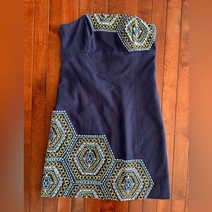 Lilly Pulizter Honeycomb Home Pique Strapless Embroidered Bowen Dress Size 2
